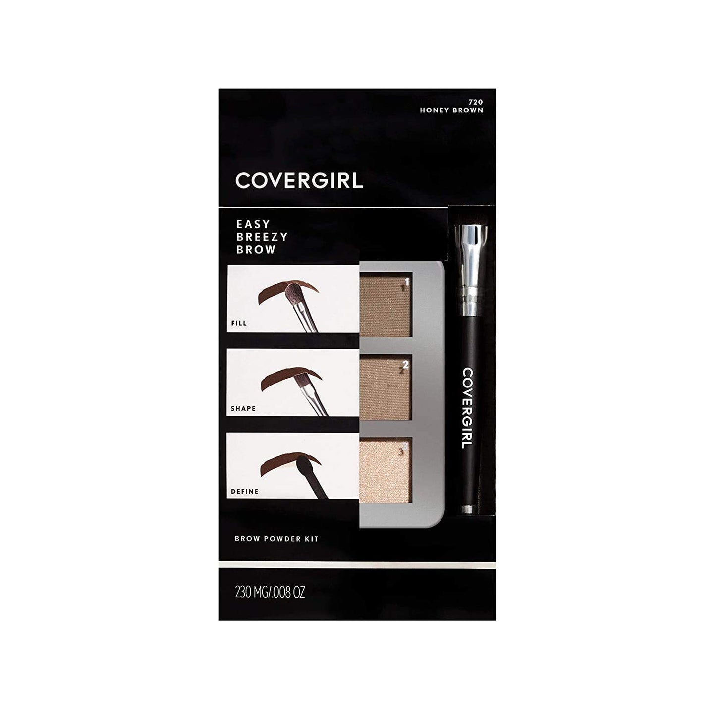 COVERGIRL - Easy Breezy Brow Powder Kit, three shades brow definer, professional double-ended angled brush, effortless, 100% Cruelty-Free Beauty & Personal Care COVERGIRL