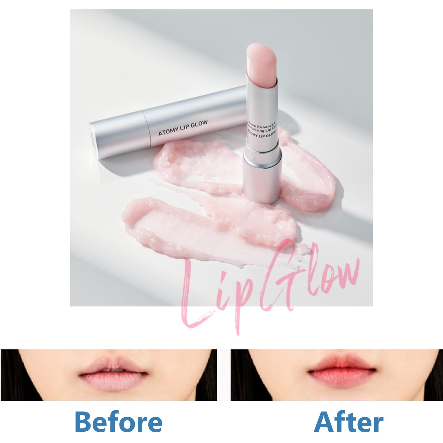 Atomy Lip Glow 3.3g x 2 EA - Moisturizing Lip Care Treatment Balm with Natural Pink Color Beauty and Personal Care GASHINA STORY