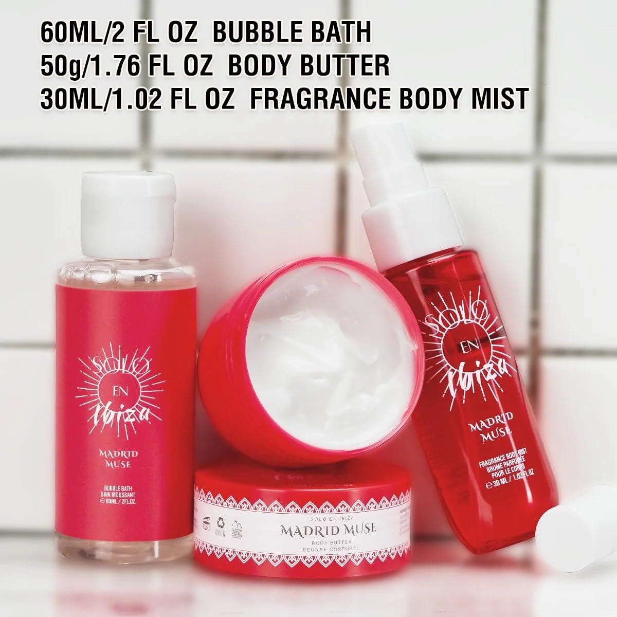 Madrid Muse Bath and Body Gift Set, Plum Vanilla Fragrance, 3-Piece with Body Mist, Body Butter and Bubble Bath Beauty & Personal Care Solo en Ibiza