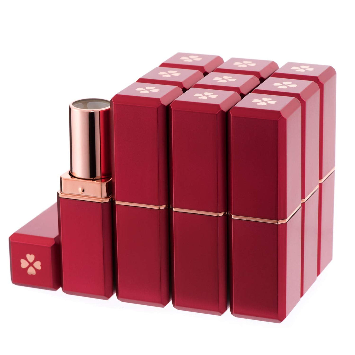 Allwon 10Pcs Red Empty Lipstick Tubes DIY Lip Balm Container (Square Tube) Beauty & Personal Care Allwon