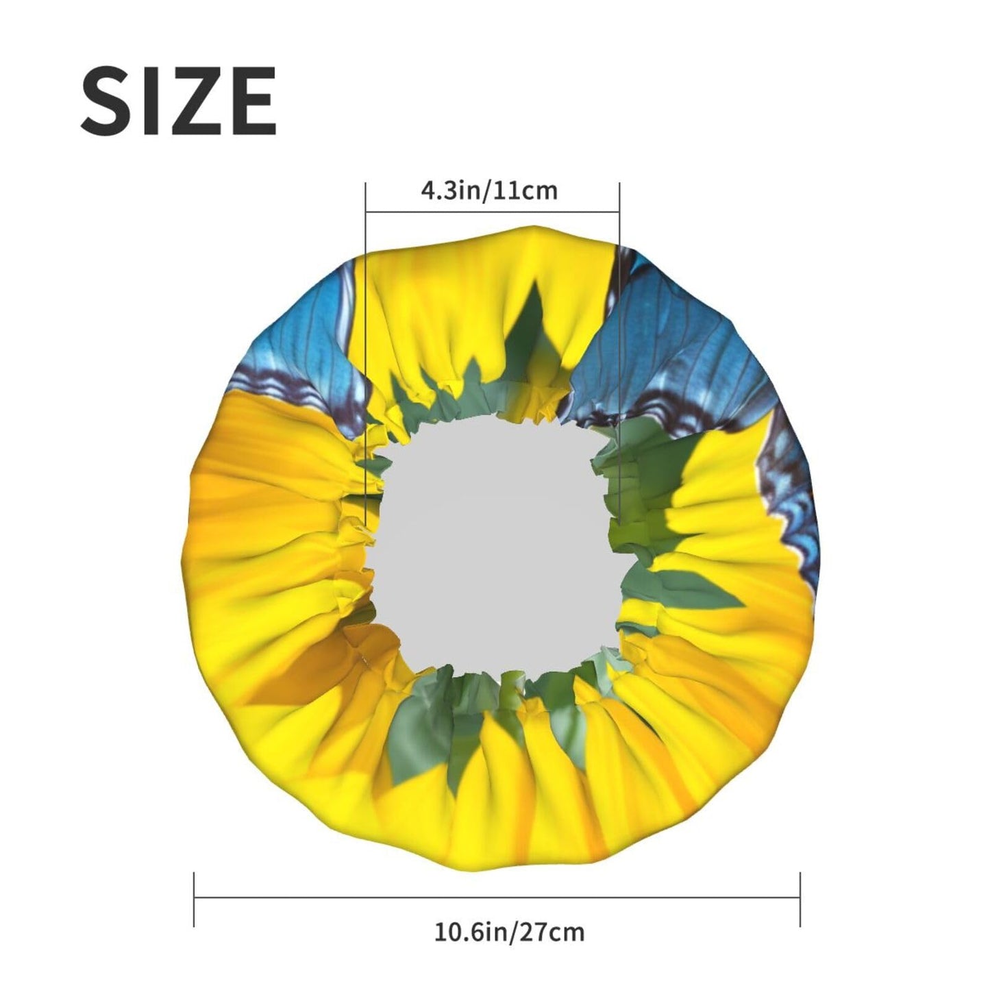 Sunflower Blue Butterfly Shower Cap for Women Men Large Reusable Shower Bonnet Double-Layer Waterproof Bath Caps Elastic Band Hair Hat for All Beauty and Personal Care BWLHJKE