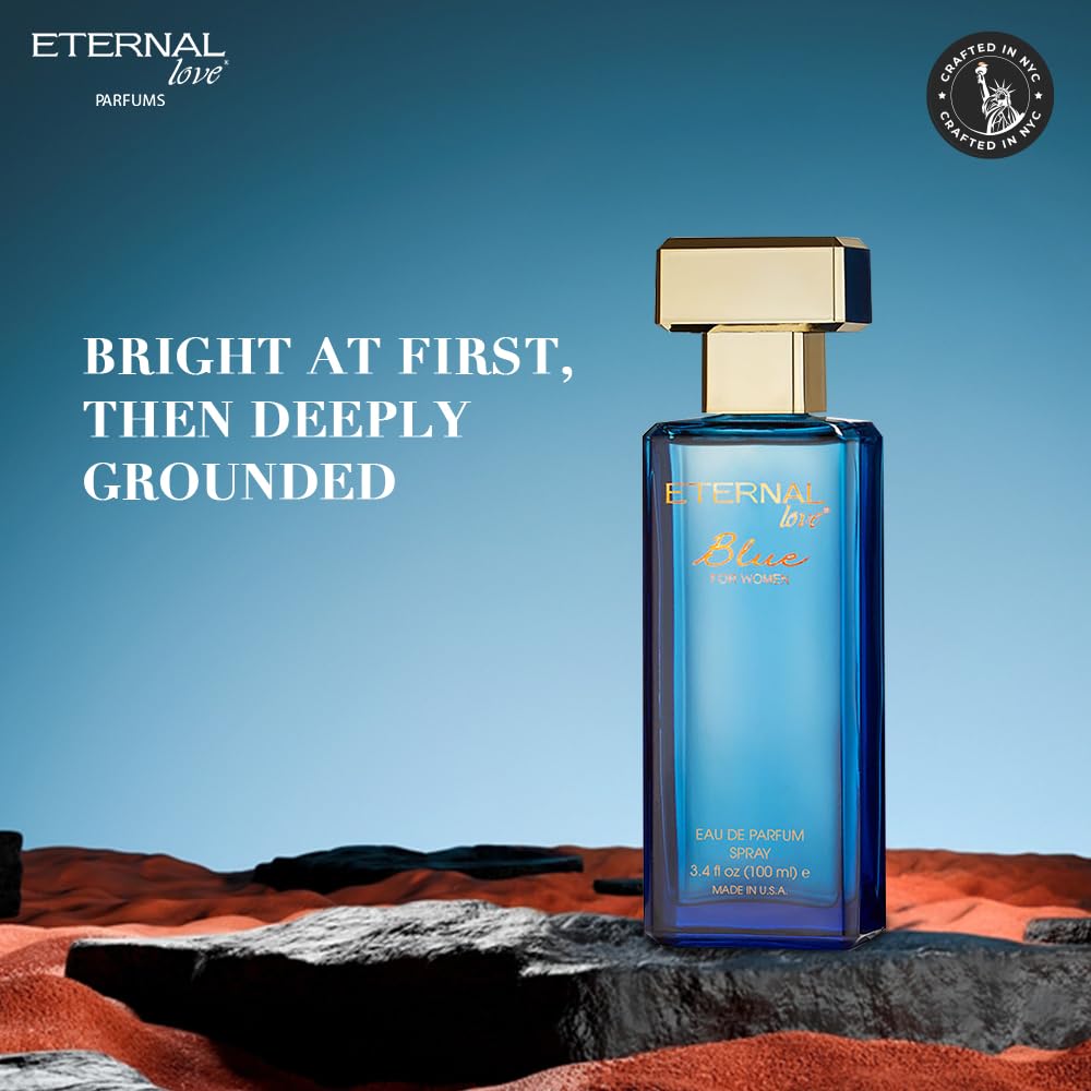Eternal Love Blue for Women - Long Lasting Eau de Parfum Spray - Soft Powdery Floral Scent with Vanilla & Jasmine - Feminine & Alluring Fragrance Beauty & Personal Care Eternal Love