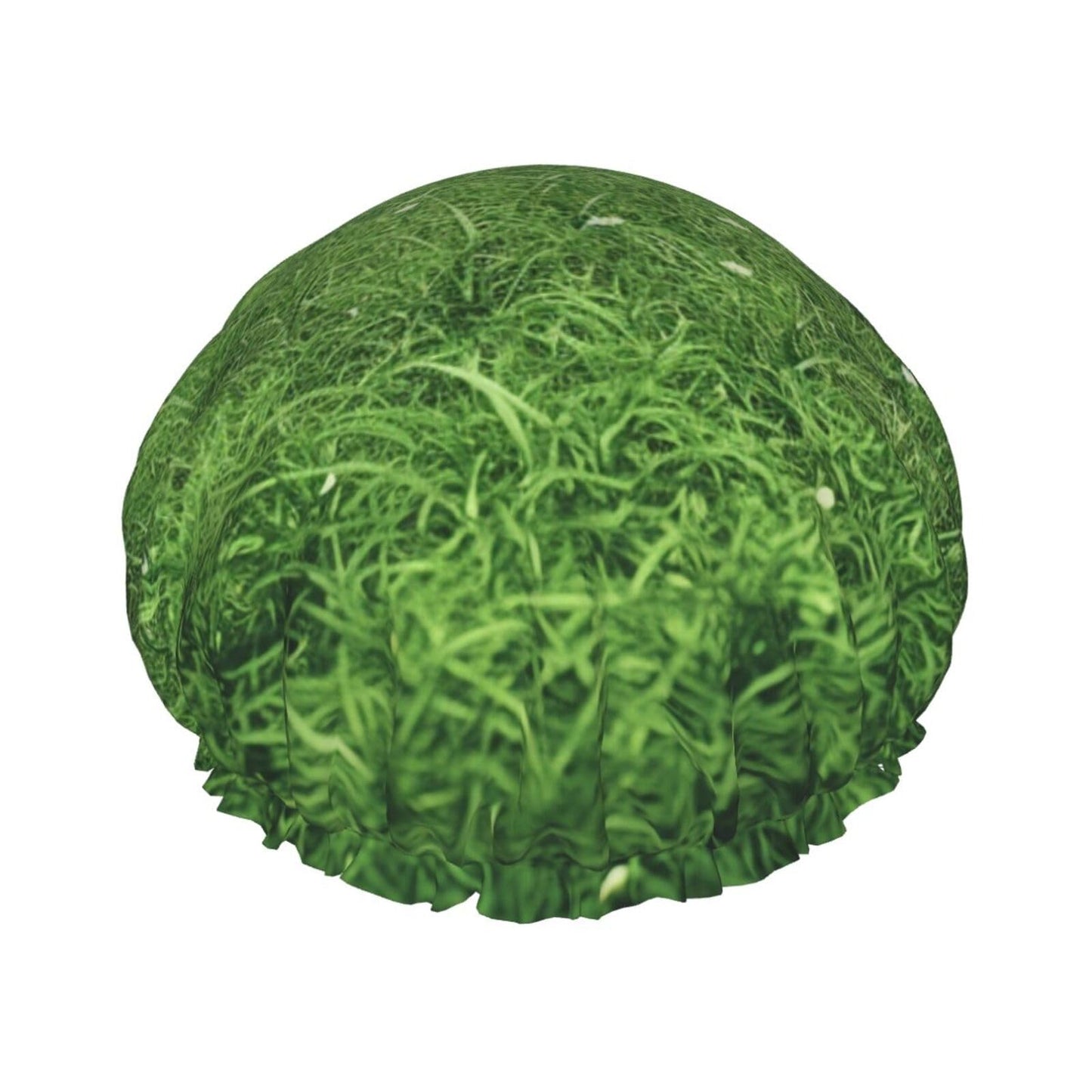 Green Lawn Shower Cap For Women Reusable Double Layers Bathing Bath Cap Hair Caps Waterproof Elastic Band Ladies Spa Salon Shower Hat Hair Caps Beauty and Personal Care GDSHJKLW