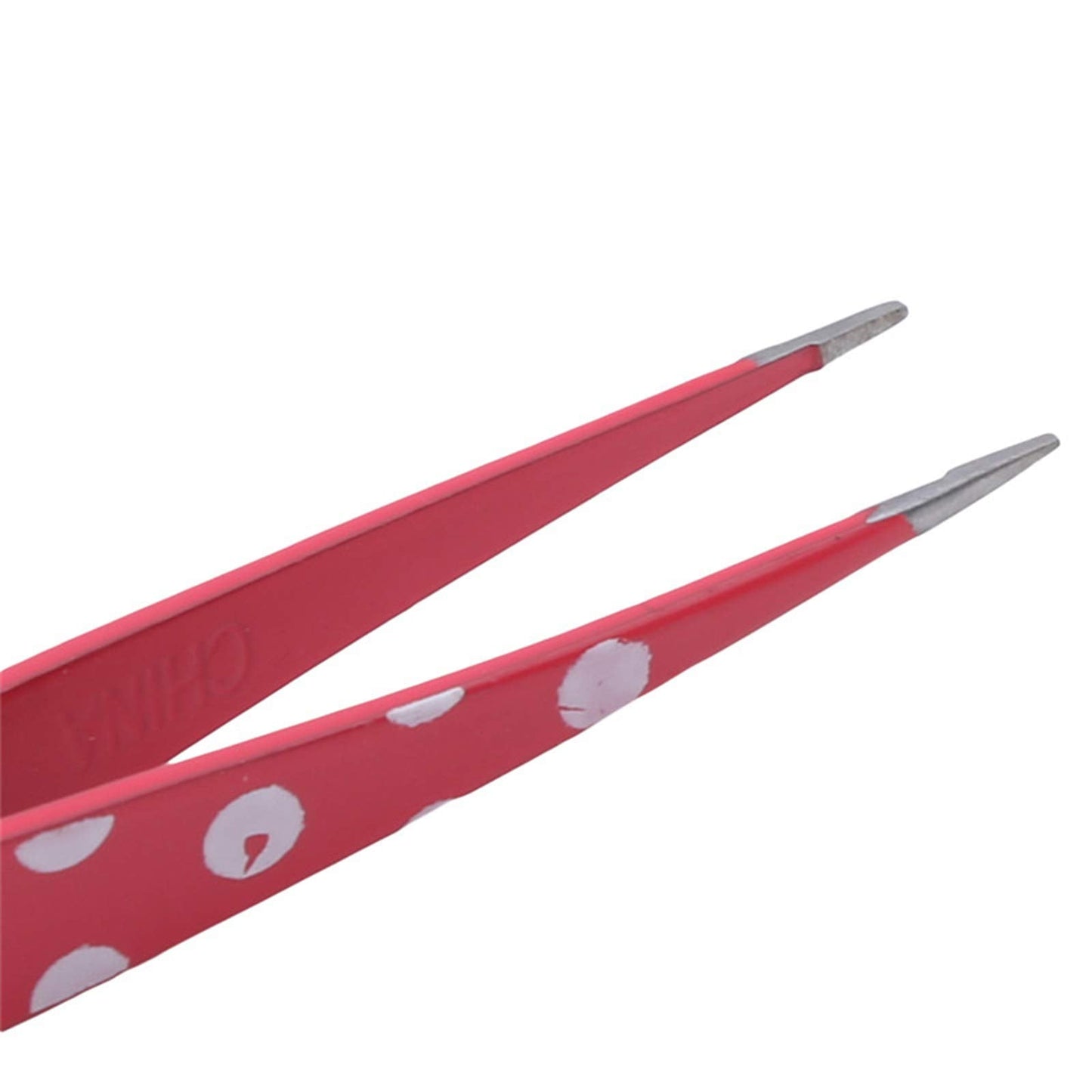 joxipe Stainless Steel Slant Tip Tweezer 2PC - White Polka Dot Design Eyebrow Tweezers,Surgical Grade Stainless Steel for Professional Eyebrow Shaping Beauty and Personal Care Haoweida