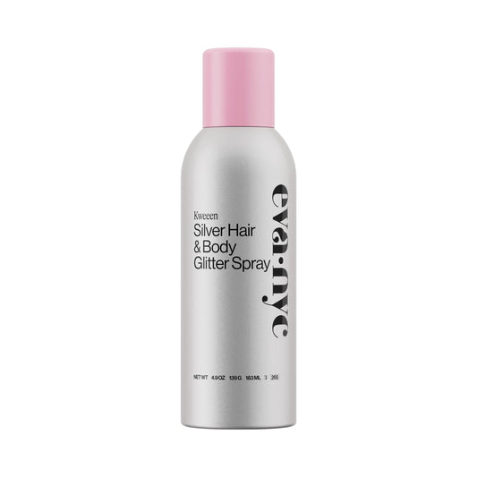 Eva NYC Kweeen Silver Hair and Body Glitter Spray - Our Original Ultra Shimmery Glitter, New Look - Adds Shine + Non-Sticky - Quick Drying Sparkle