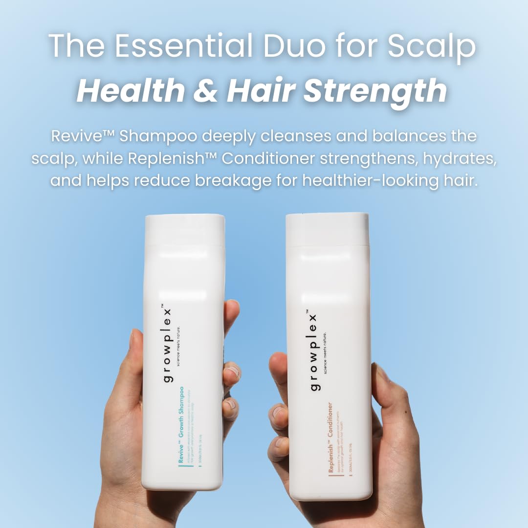 Growplex Revive Shampoo & Replenish Conditioner Bundle, Biotin Scalp Care System for Men & Women, Supports Fuller Thicker-Looking Hair Daily Beauty & Personal Care GROWPLEX