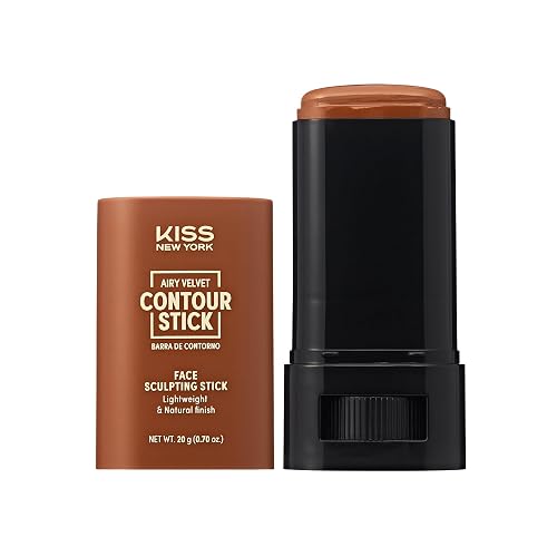 Kiss New York Airy Velvet Contour Stick, Cool Toned Face Sculpting Cream Makeup, Buildable with Lightweight Natural Finish, Hyaluronic Acid & Green Beauty & Personal Care KISS