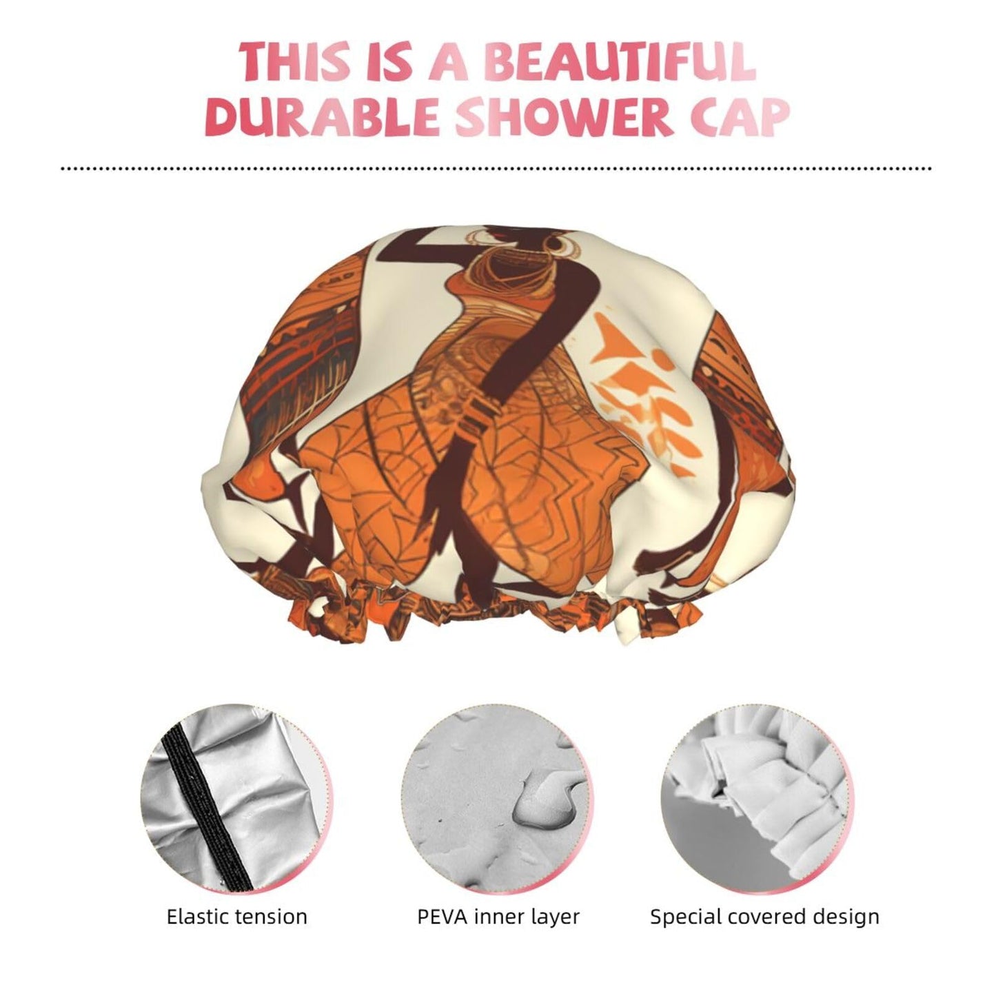African Tribal Woman Shower Cap For Women Reusable Double Layers Bathing Bath Cap Hair Caps Waterproof Elastic Band Ladies Spa Salon Shower Hat Hair Beauty and Personal Care GDSHJKLW