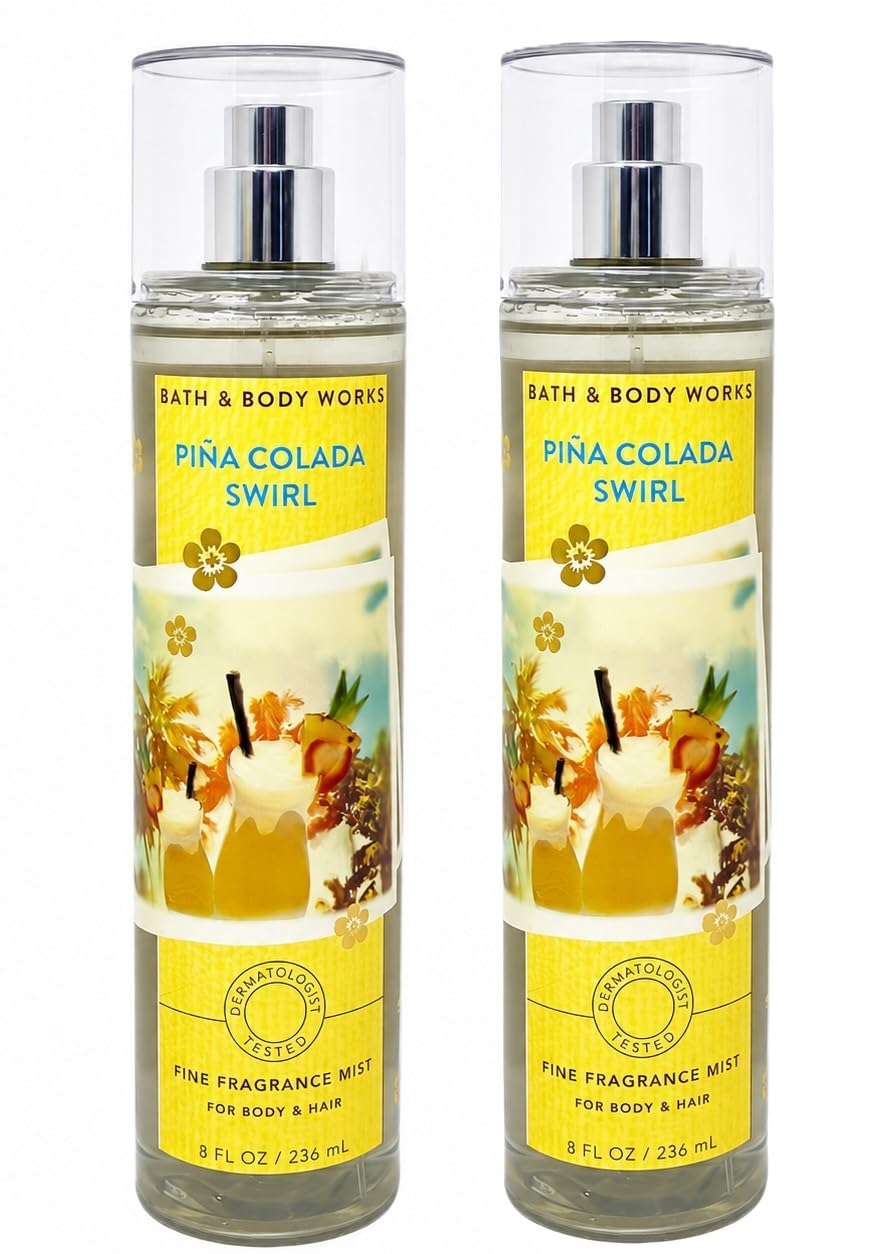 Bath & Body Works Fine Fragrance Mist - Pack of 2 - Pina Colada Swirl - FULL SIZE 8 oz each Beauty & Personal Care Bath & Body Works