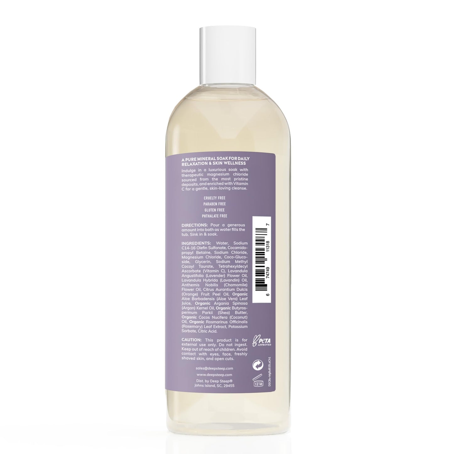 Deep Steep Magnesium Bubble Bath, 15.6 oz - Foaming Soak with Magnesium, Coconut Oil, Aloe, Vitamin C, Shea Butter & Argan Oil - Vegan, Clean Beauty Beauty and Personal Care Deep Steep