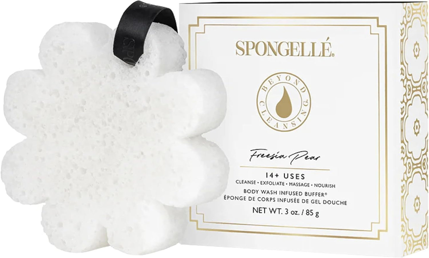 Spongellé Wild Flower Bath Sponge with Box Bundle, Mothers Day Gift - Beach Grass, French Lavender, Freesia Pear - Built-in Body Wash & Body Scrubber Beauty and Personal Care SPONGELLÉ