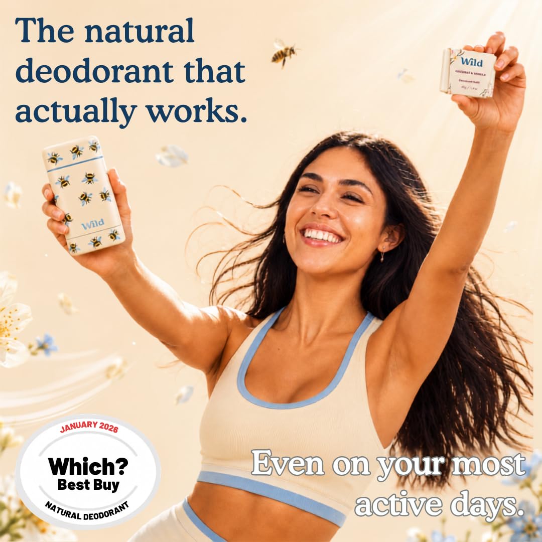 Wild Aluminum Free Natural Deodorant Ultimate Starter Kit - Bee Print Case - Natural Ingredients & 24 Hour Odor Protection - Women's - Variety Beauty and Personal Care Wild
