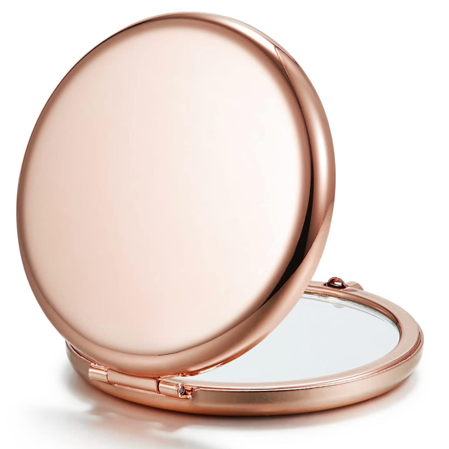 Getinbulk Compact Mirror for Purse, Double-Sided 1X/2X Magnifying Metal Pocket Makeup Mirrors(Round, Rose Gold) Beauty and Personal Care Getinbulk Default Title