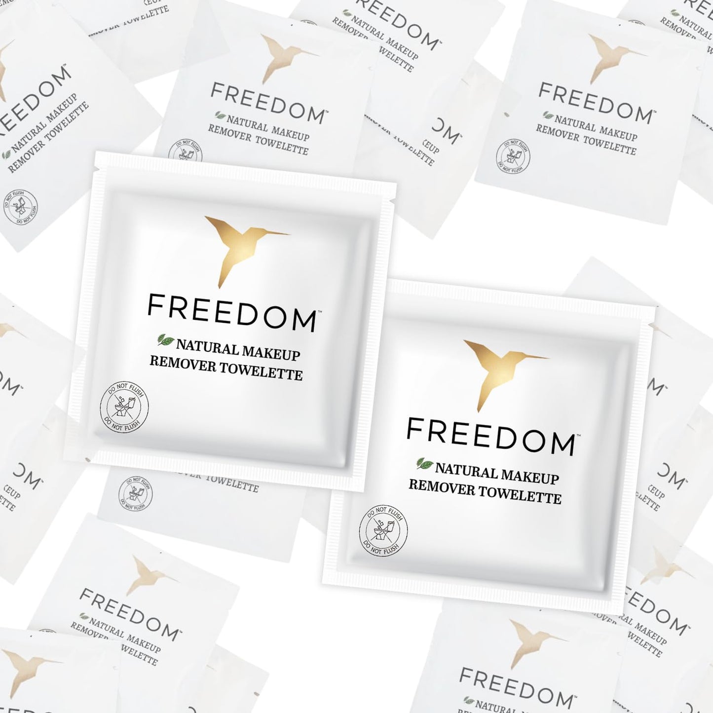 Freedom Makeup Remover Wipes for Face, Individually Wrapped - Unscented & Sustainable, For Sensitive Skin, All Natural Ingredients & Essential Oils (1 Beauty & Personal Care Freedom