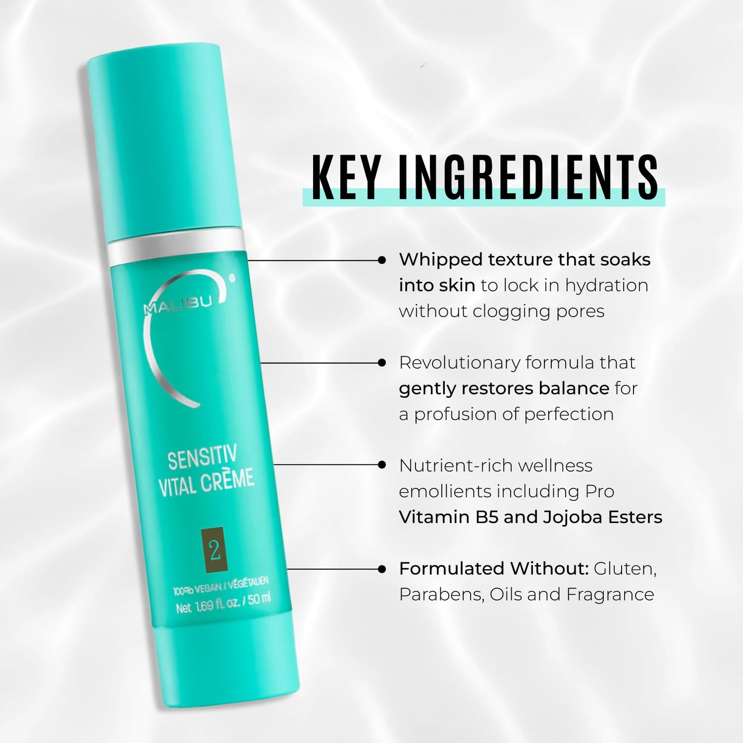 Malibu C Sensitiv Vital Crème Face Moisturizer - Non-Comedogenic Moisturizer for Combination Skin - Lightweight Formula Enriched with Pro Vitamin B5 Beauty & Personal Care Malibu C