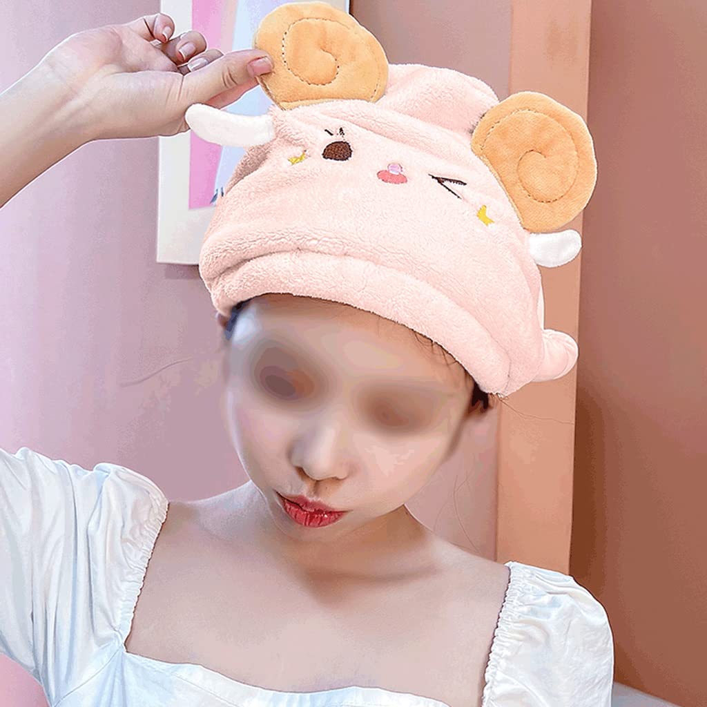HIONJIN Cute Dry Hair Cap Women's Water-Absorbing Quick-Drying Shower Cap Thickened Wiping Hair Wrap Headscarf Beauty and Personal Care HIONJIN