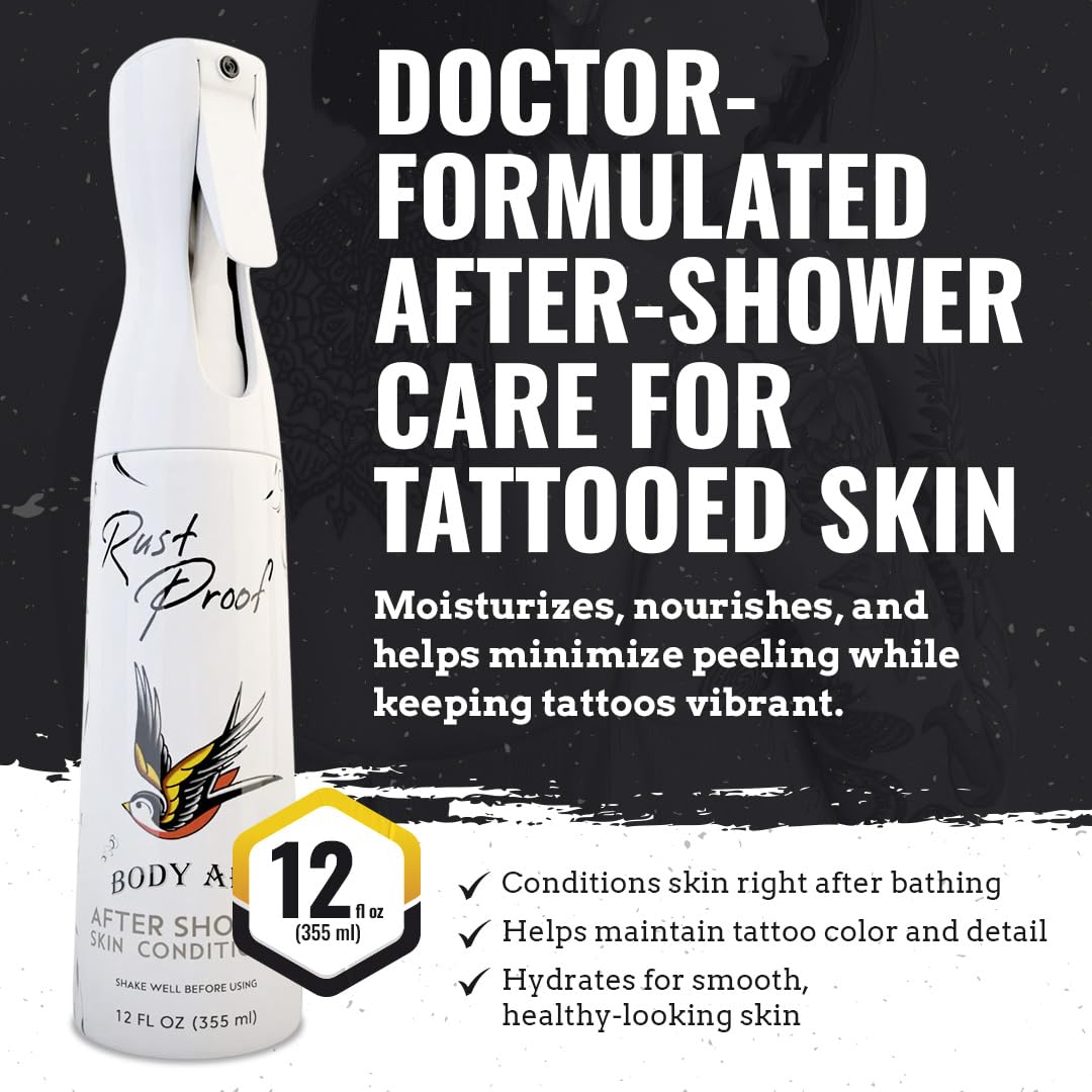 Nirvanta Rust Proof After-Shower Skin Conditioner 12 fl oz - Spray Lotion That Locks in Moisture with 14 Essential Oils - Best Tattoo Aftercare Spray Beauty and Personal Care Nirvanta