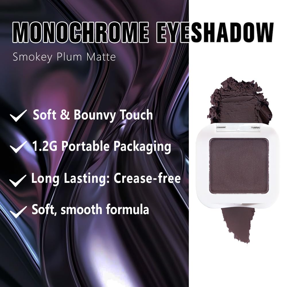 Kaely Smokey Plum Single Eyeshadow Makeup, Purple Neutral Powder Matte Eye Shadow for Older Women, Monochrome Eye Shadow Palette Pigmented Waterproof Beauty and Personal Care Kaely