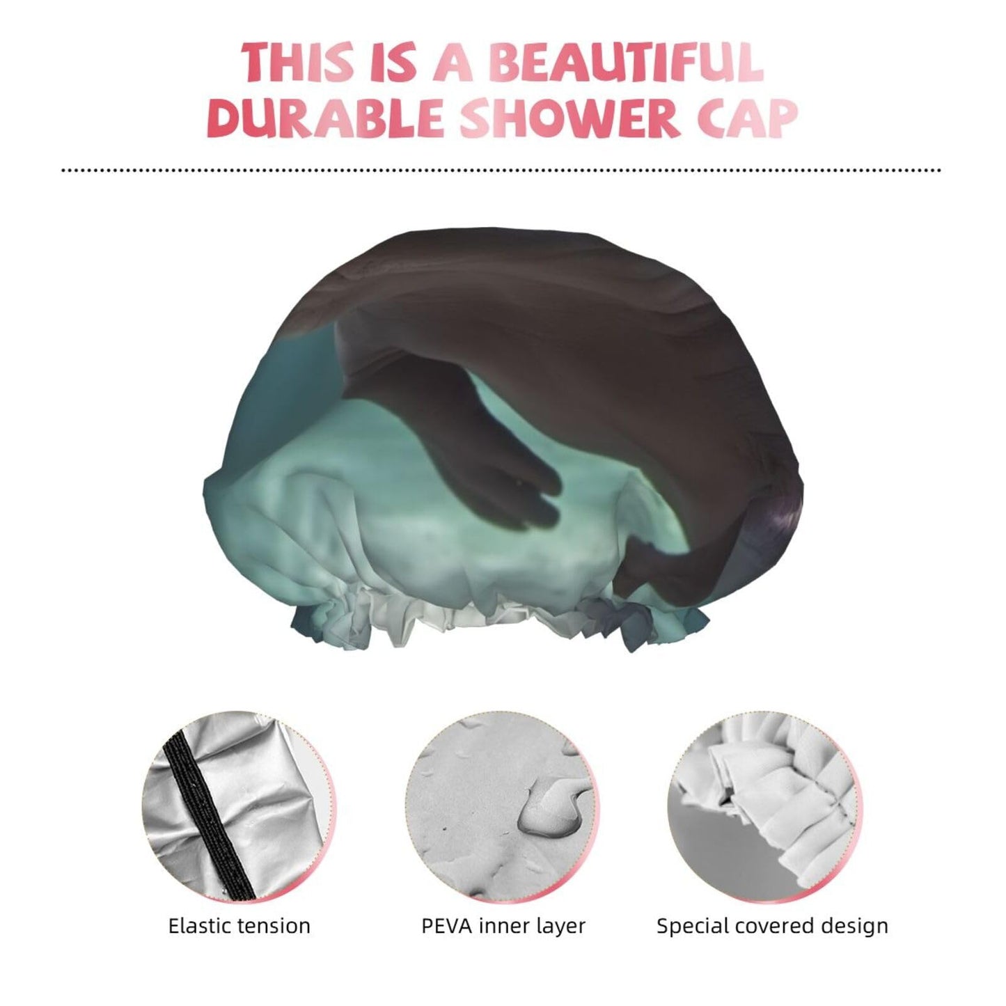 Diving Hippo Shower Cap for Women Men Large Reusable Shower Bonnet Double-Layer Waterproof Bath Caps Elastic Band Hair Hat for All Hairstyles Beauty and Personal Care BWLHJKE