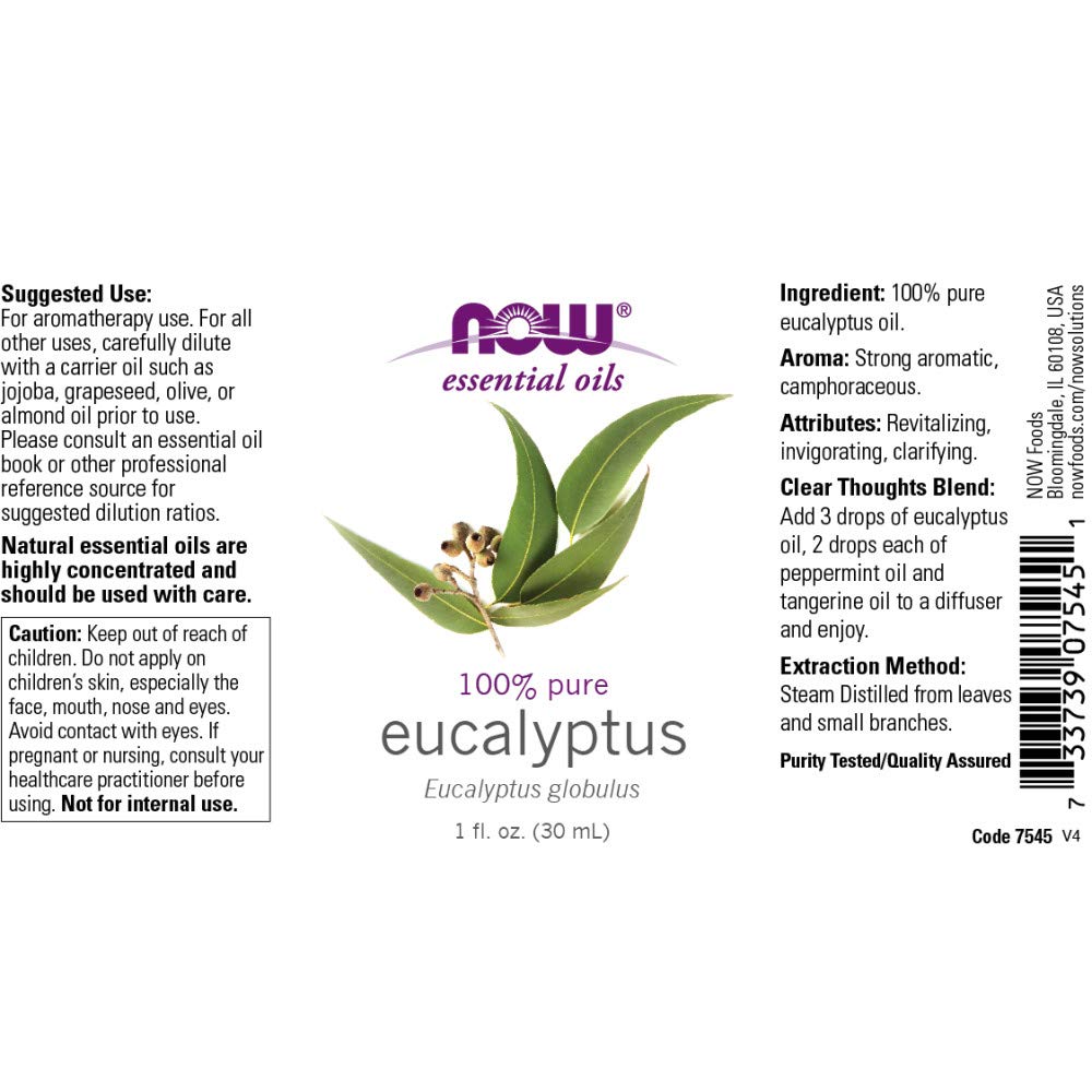 NOW Eucalyptus Oil, 1 Fl Oz (Pack of 3) Beauty & Personal Care NOW Foods