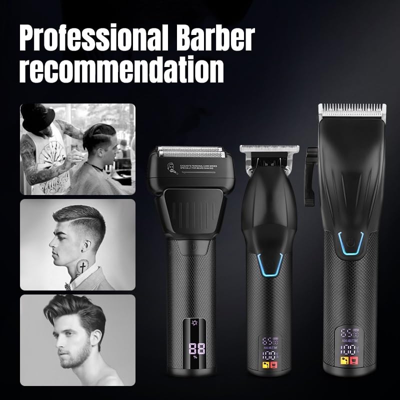 GLESVOWIO 3 in 1 Professional Hair Clipper and Electric Shaver Set for Men Barber Hair Trimmer Shaver Hair Cutting Machine Tool(Black) Beauty and Personal Care GLESVOWIO