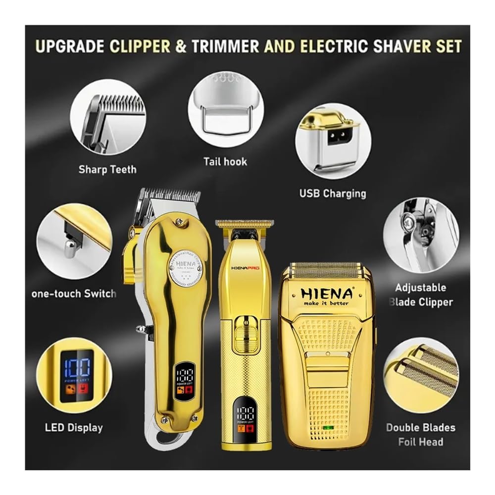 Razors HIENA Professional Men's Electric Hair Clipper 3piece Set, USB Charging Hair Clipper, Cordless use Trimmer, Men's Electric Razor Beauty and Personal Care EWKYLSEM
