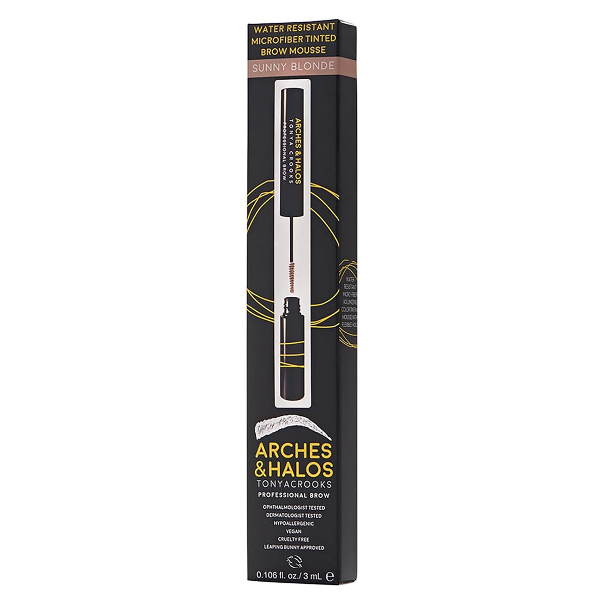 Arches and Halos Microfiber Tinted Brow Mousse - Richly Pigmented Eyebrow Shaper - Water Resistant Filler Pen - Vegan - Sunny Blonde - 0.11 oz