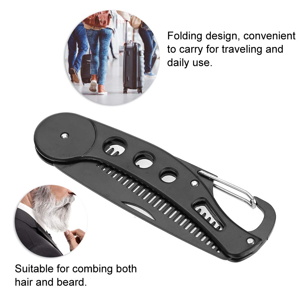 Delaman Men's Stainless Steel Folding Multifunctional Pocket Comb for Beard and Mustache Styling Beauty and Personal Care Delaman