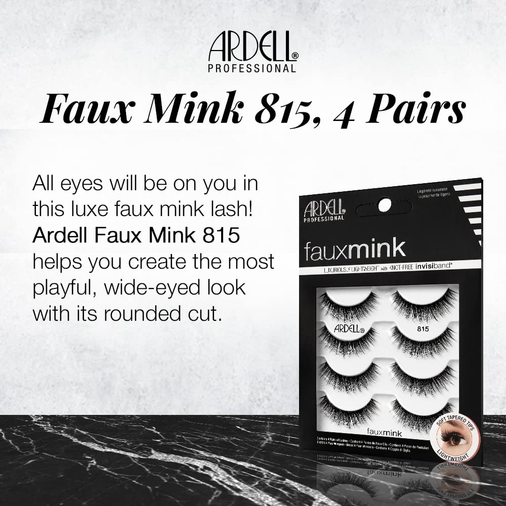 Ardell Faux Mink Lashes 815, Ultra-Soft, Natural Look False Eyelashes, Reusable Strip Lashes, 4 Pairs, 1 Pack Beauty & Personal Care Ardell