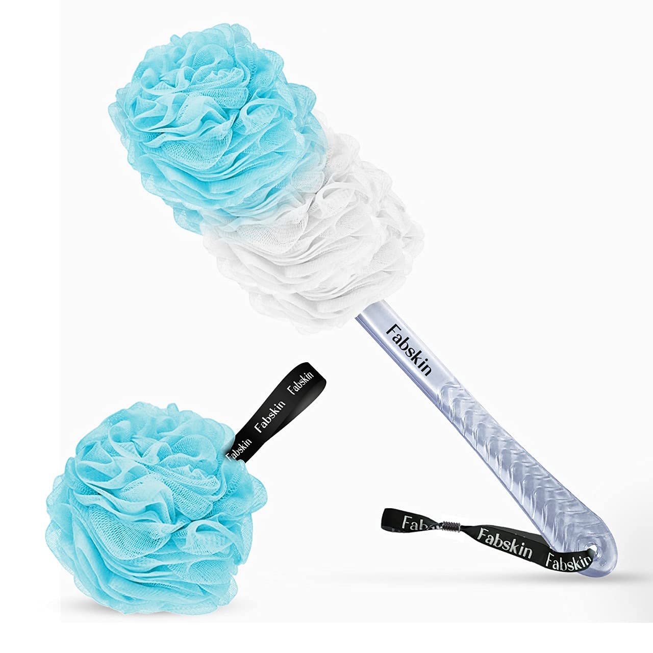 FABSKIN Luxury Bath Loofah Duo Pack - Loofah Sponge and Loofah Brush With Plastic Handle - Loofah for Bathing for Women & Men - Bath Brush Body Back Beauty and Personal Care FABSKIN