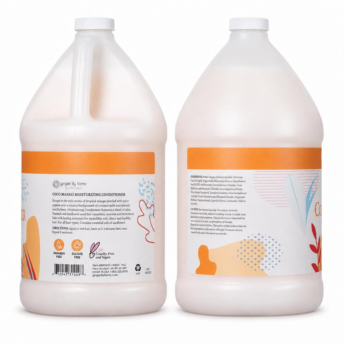 Ginger Lily Farms 4pk/1 gal Moisturizing Conditioner, Coconut Mango Scent
