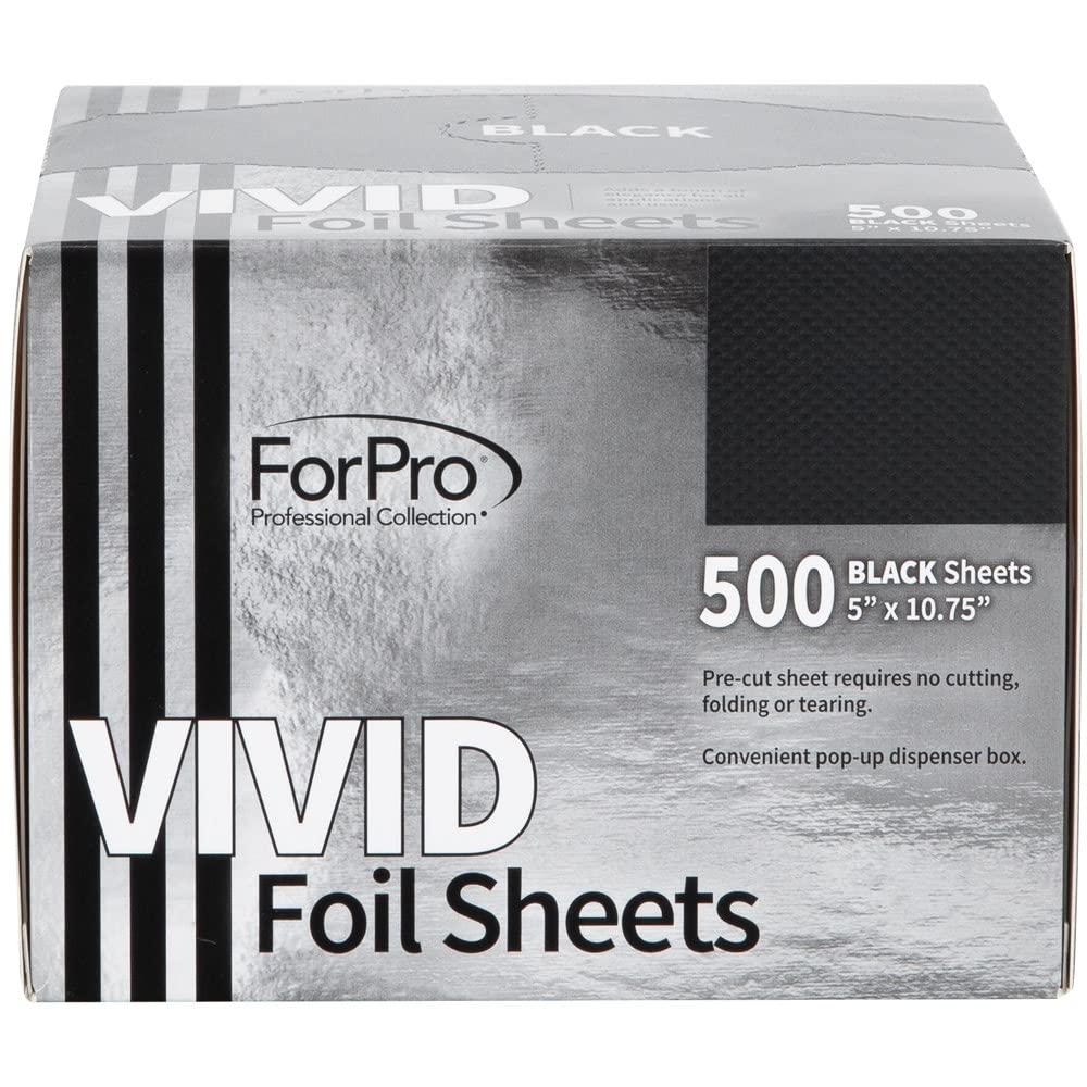 ForPro Professional Collection Vivid Black Embossed Foil Sheets, Aluminum, Pop-Up Foil Dispenser, Hair Foils for Color Application & Highlighting Beauty & Personal Care ForPro Professional Collection