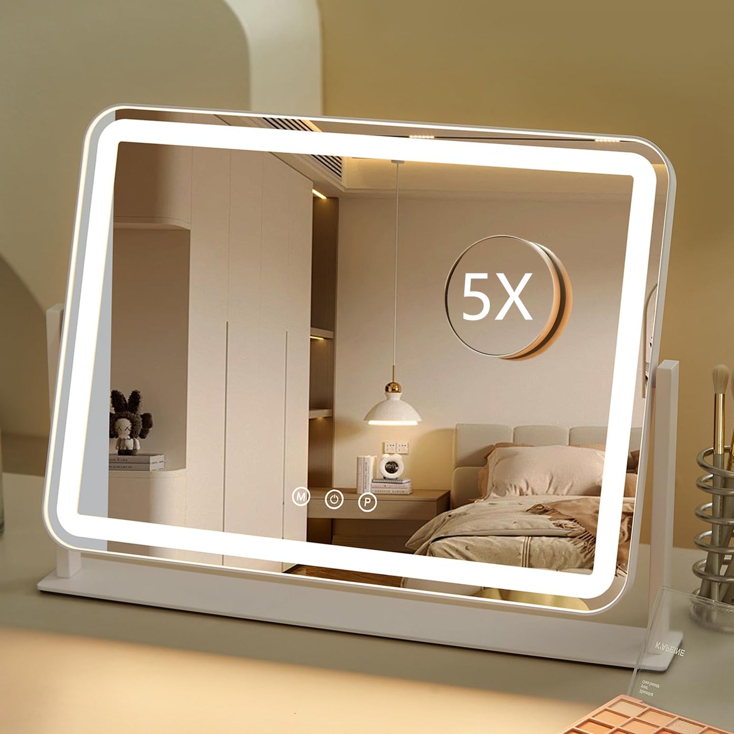 HIEEY Hollywood Makeup Mirror with 12 Dimmable Bulbs Lights, Three Color Lighting Modes, with 4in 20X Magnification Mirror, Smart Touch Control Beauty and Personal Care HIEEY Default Title