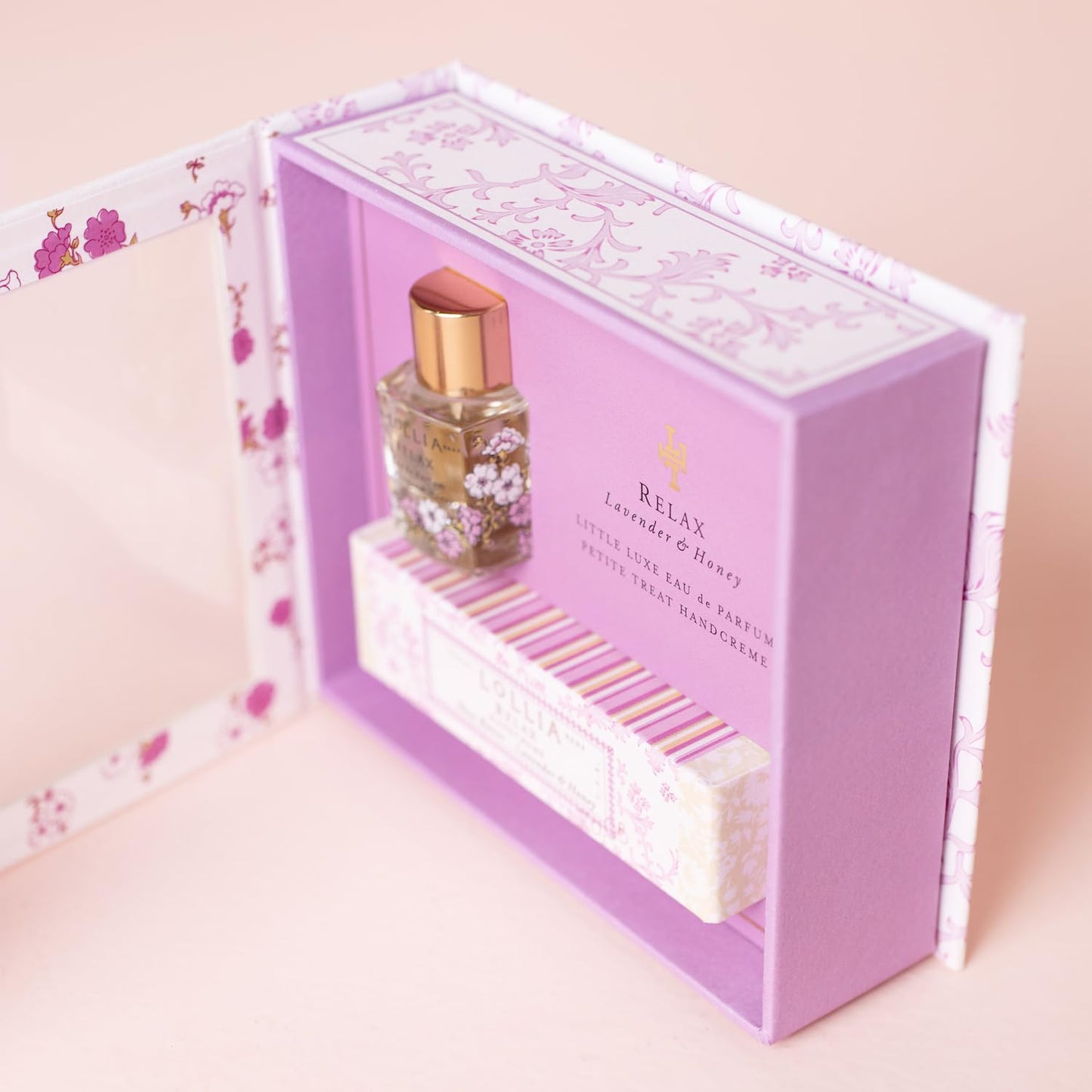 Lollia Relax Fragrance Story Gift Set - .16 fl. oz. Eau de Parfum & .33 oz. Petite Treat Handcreme - Lavender & Honey - Shea Butter Hand Cream Beauty & Personal Care LOLLIA