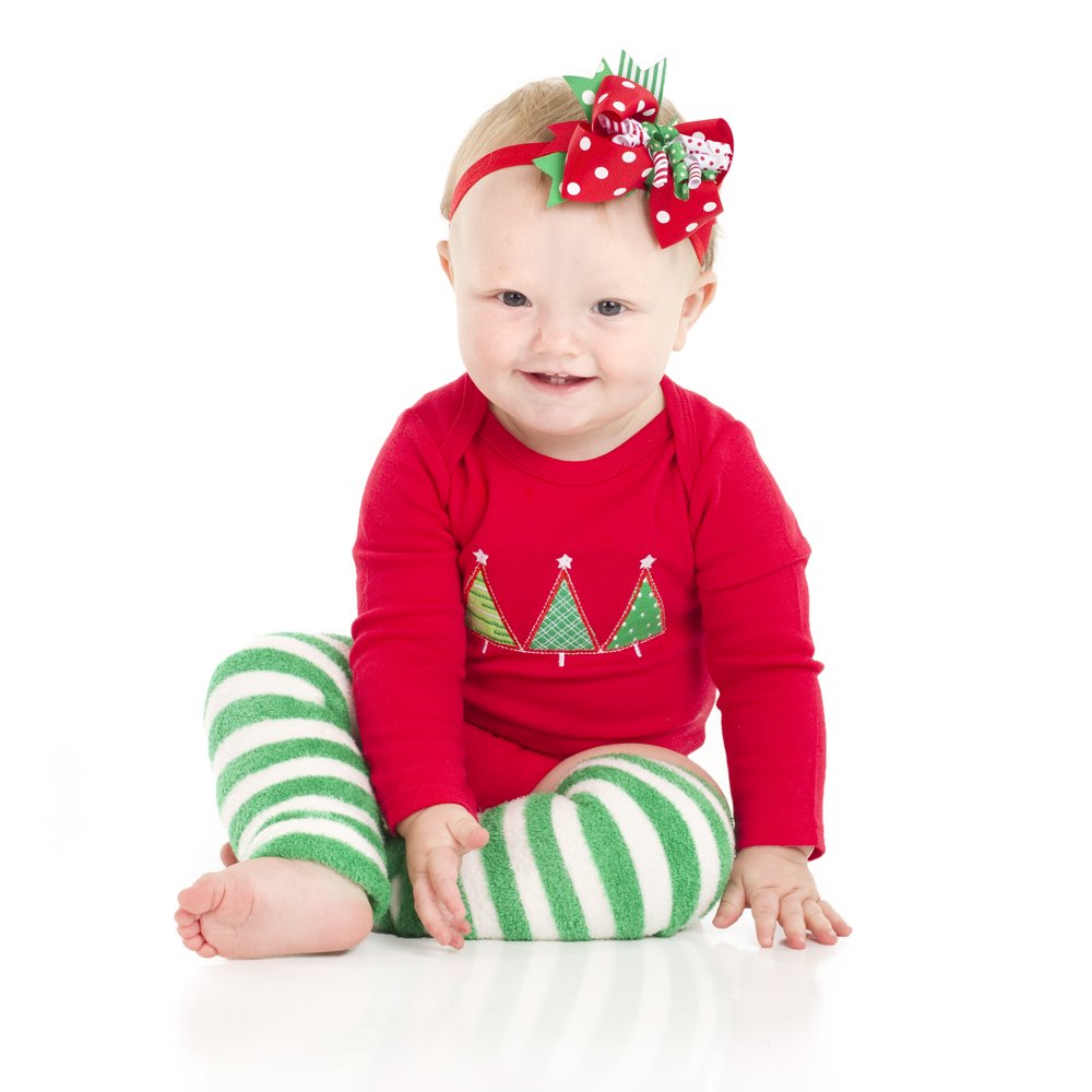 juDanzy Large Red and Green Polka Dot Jolly Christmas Hair Bow Clip Beauty & Personal Care juDanzy