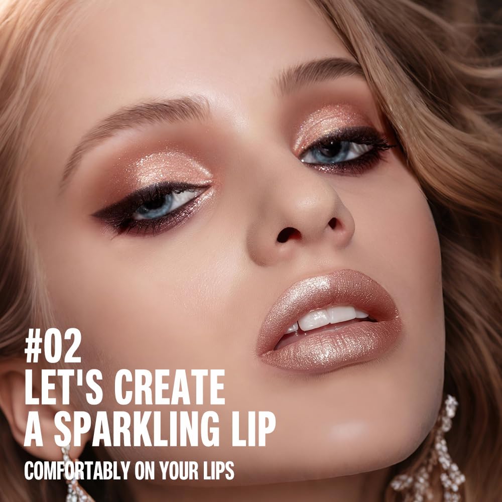 evpct Shimmery Metallic Lip Liner and Lipstick Combo, Cone Tip Lip Crayon for Women Long Lasting Waterproof, Metal Shinny Hydrating Lipstick Makeup Beauty and Personal Care evpct