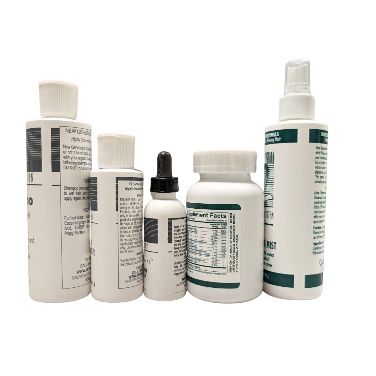 5-Piece Set New Generation Original Shampoo, Cleanser/Conditioner, Overnight Formula, Grooming Mist, Dietary Supplements - Helps to Control Hair Loss Beauty & Personal Care 5-Piece Set-Original