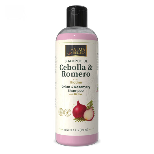 Alma Belleza Onion & Rosemary Shampoo with Biotin - Gentle Cleansing Shampoo for Shine, Strength & Manageability - Paraben Free, Salt Free - 16.9 fl