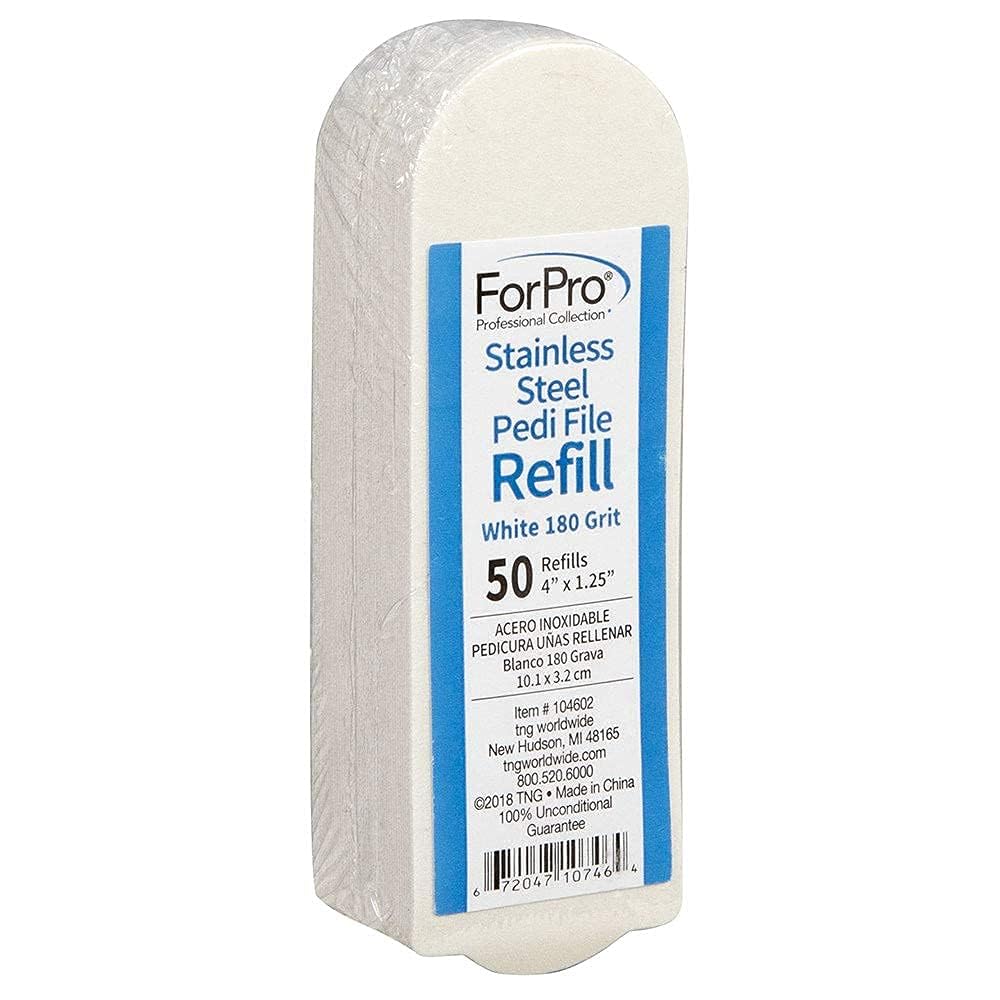 ForPro Professional Collection Stainless Steel Pedi File Refill, 180 Grit, White, EZ-Strip Peel Pedicure Refill Pads, 1.25” W x 4” L, 50-Count Beauty & Personal Care ForPro Professional Collection