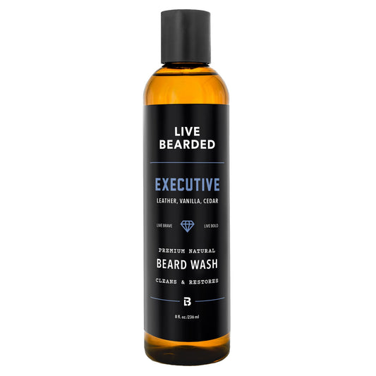 Live Bearded Beard Wash, 8 fl oz - Water-Based Face Cleanser with All-Natural Ingredients for a Gentle, Deep Clean - Made in the USA | Executive Scent Beauty & Personal Care Live Bearded
