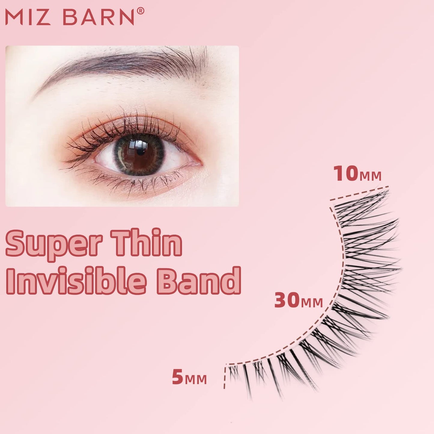 Miz Barn Daily Lashes 4 Pairs Natural Look False Eyelashes, Natural Soft Lightweight Comfortable Short Lashes Strip Cross Clear Band Handmade False Beauty & Personal Care Miz Barn