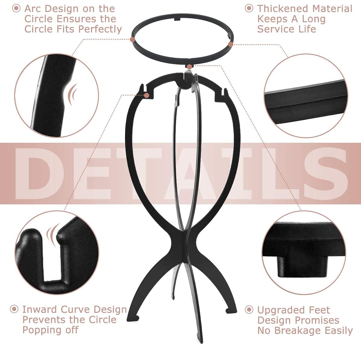 Dreamlover Wig Stand, Wig Head Stand, Wig Holder for Multiple Wigs, Black, 3 Pack Beauty and Personal Care Dreamlover