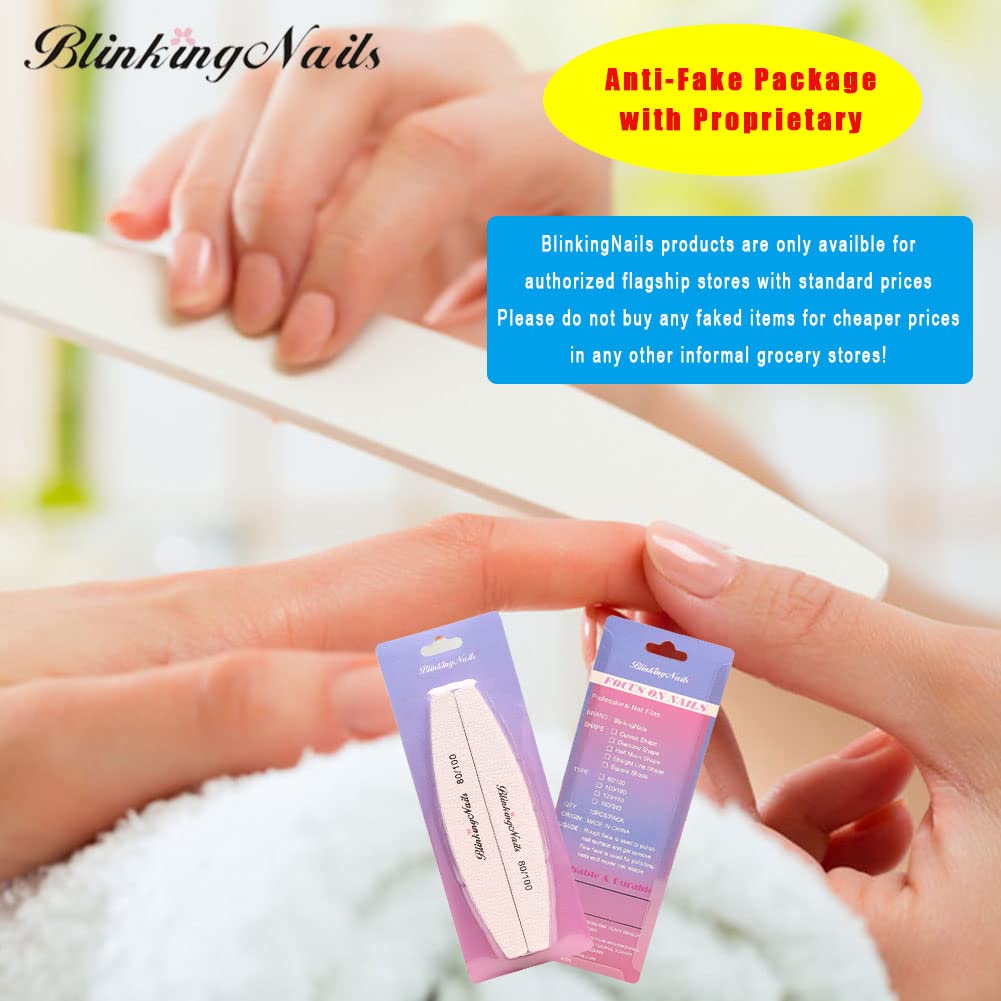 Abrasive Nail File 80/100 Grit 10Pcs Acrylic Nail Files and Buffers, Professional Washable Nail File Buffer Block with Double Sides Designed Beauty & Personal Care BlinkingNails