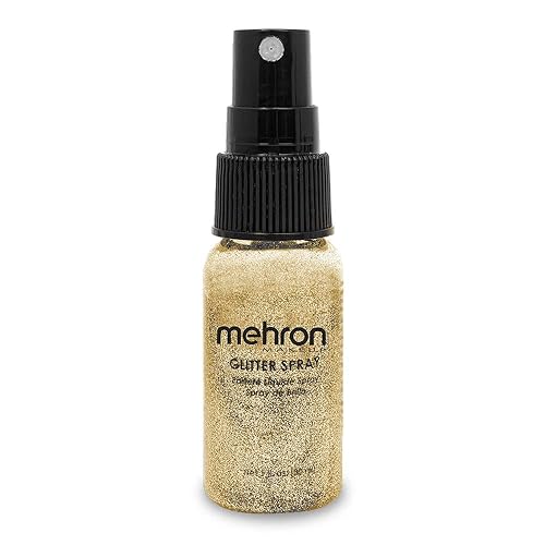 Mehron Makeup GlitterSpray | Hair and Body Glitter Spray | Body Shimmer Spray 1 fl oz (30 ml) (Gold) Perfect for Beauty, Theater, Halloween, Parties Beauty & Personal Care Mehron