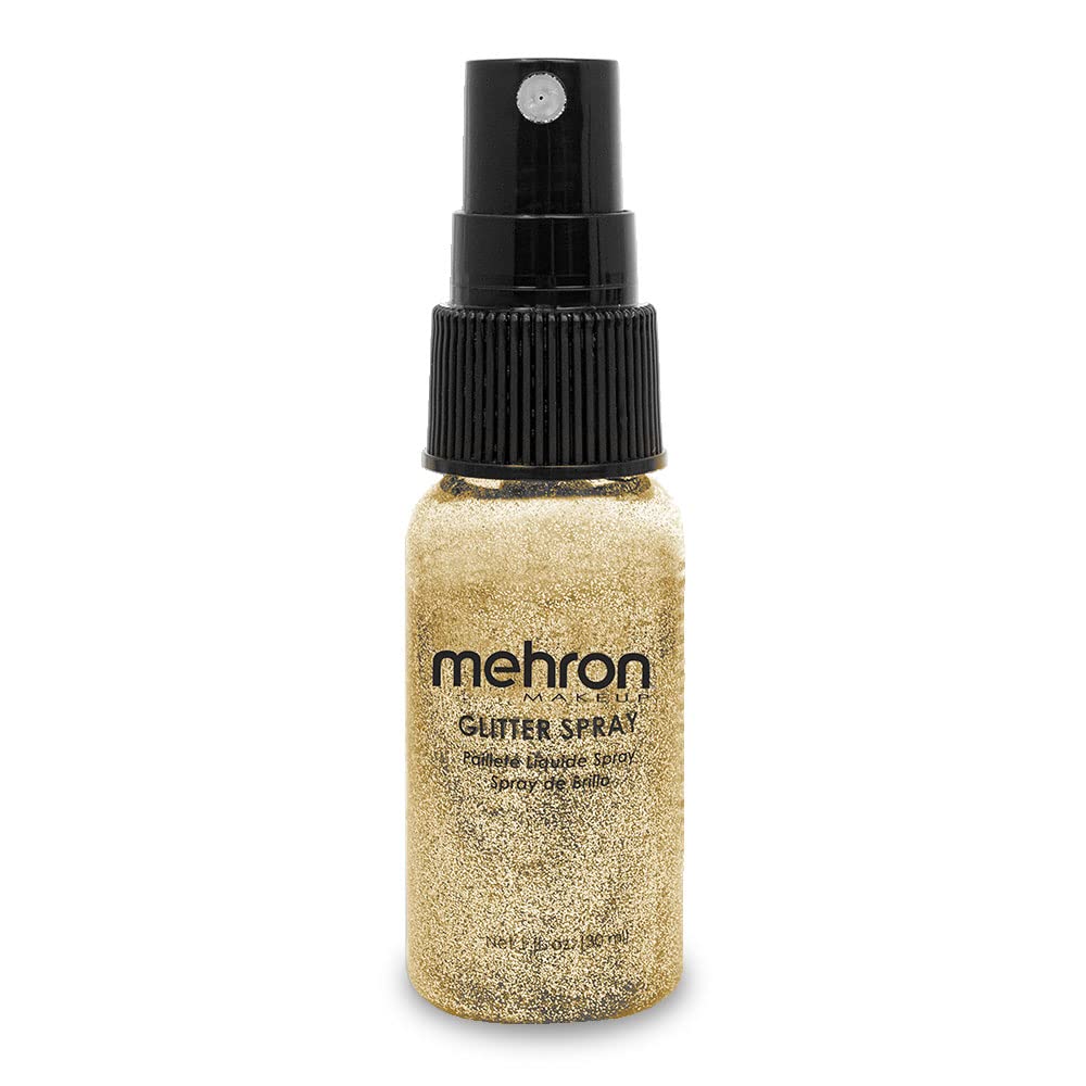 Mehron Makeup GlitterSpray | Hair and Body Glitter Spray | Body Shimmer Spray 1 fl oz (30 ml) (Gold) Perfect for Beauty, Theater, Halloween, Parties Beauty & Personal Care Mehron
