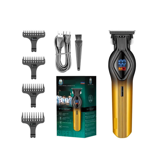 EWKYLSEM Cross-Border New Electric Hair Clipper LCD Digital Display Salon Engraving Special Oil Head Clippers 921(921 Golden) Beauty and Personal Care EWKYLSEM