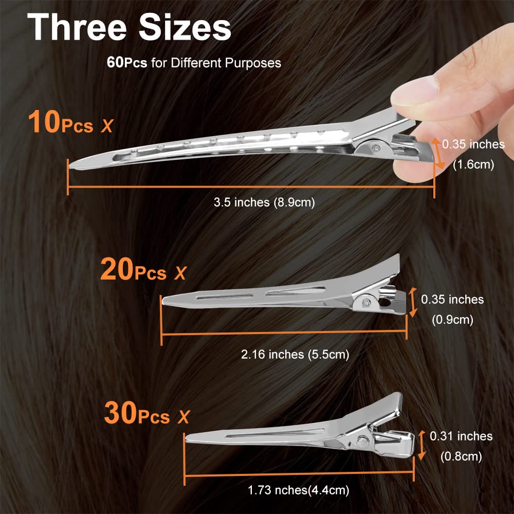 HiJeaton 60Pcs Metal Duck Billed Hair Clips for Women Styling Sectioning, Silver Hair Pins for Long Hair, Alligator Curl Loc Clips for Thick Hair Beauty & Personal Care HiJeaton