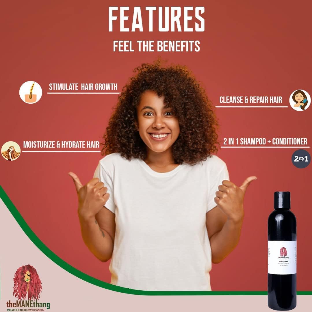 TheMANEthang 2 in 1 Shampoo and Conditioner set for Curly Hairs/Smooth Hairs - Herbal shampoo for men/Women Restores Strength - free from sulphates Beauty & Personal Care theMANEthang