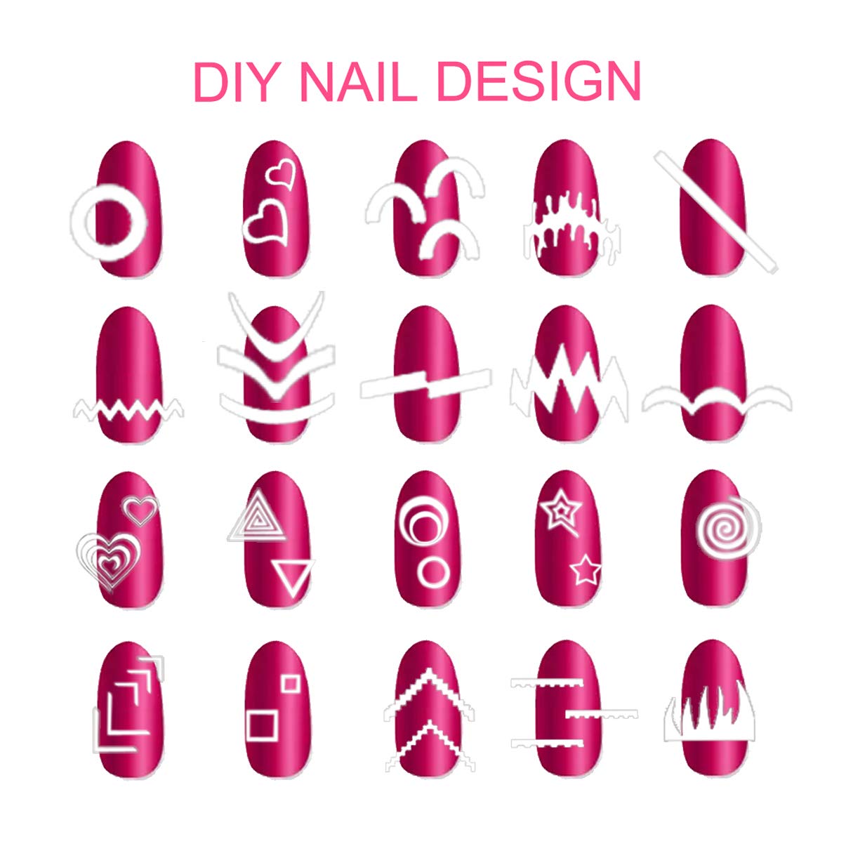 TailaiMei 1768 Pieces 60 Designs French Manicure Nail Stickers, Nail Art Tips Guides for DIY Decoration Stencil Tools (36 Sheets) Beauty & Personal Care TailaiMei