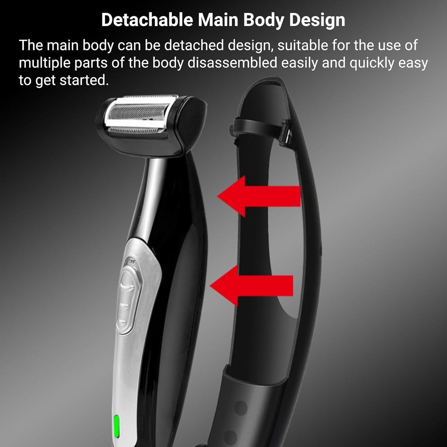 Multi Fuctional Chest Back Shavers for Men, Wet Dry Use Back Extreme Reach Removable Handle Shavers Beauty and Personal Care Zunate